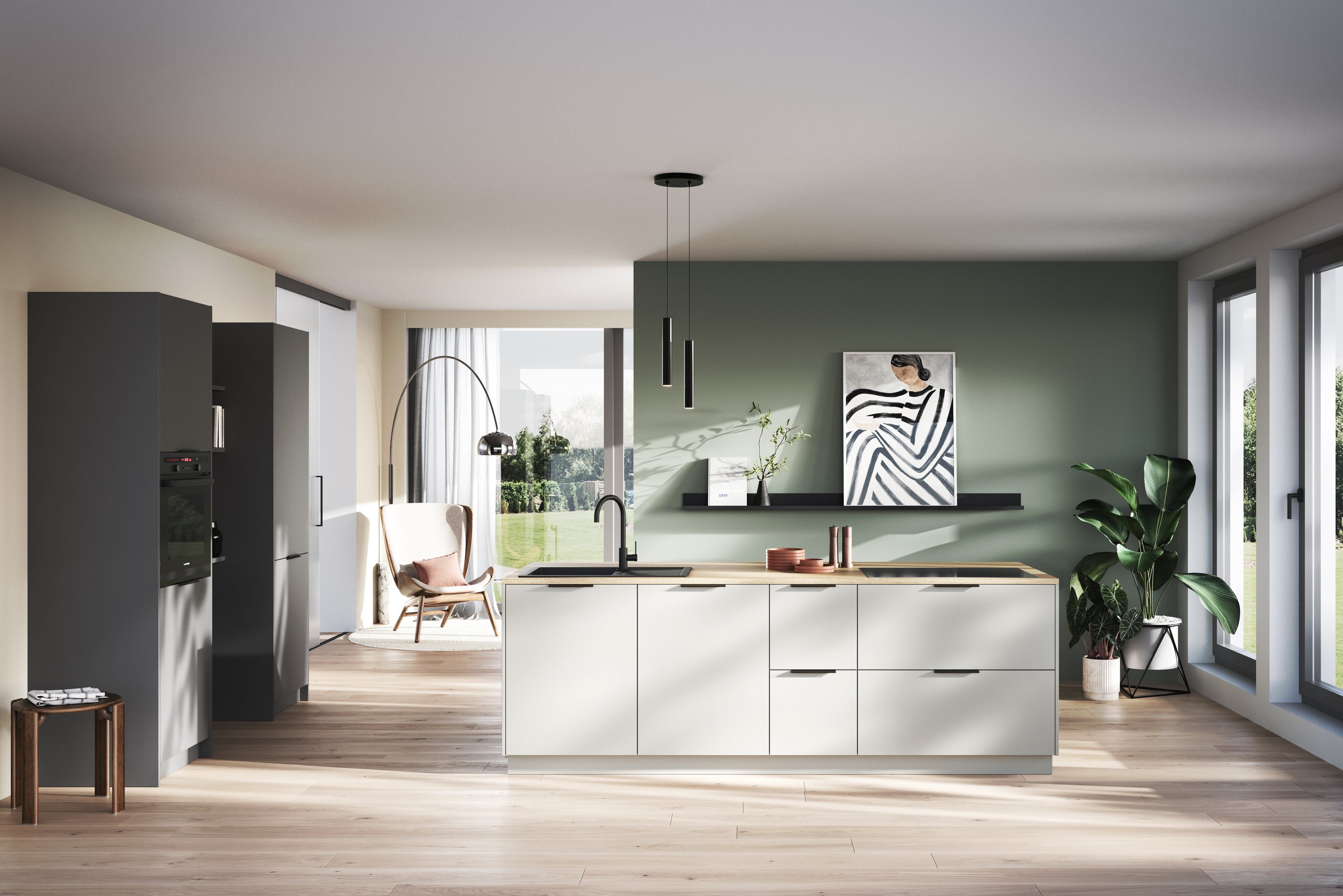 Häcker Küche sandgrau Graphit robuste Fronten